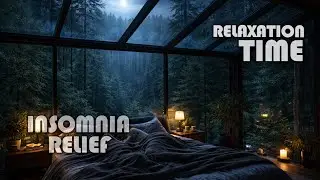 Deep Sleep ASMR | Heavy Rain at Night in a Glass House Surrounded by a Silent Forest