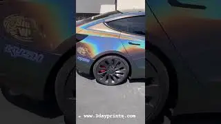 Avery Prismatic Grey wrap on Tesla Performance Model 3