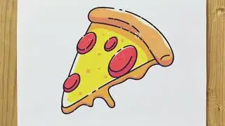 Easy PIZZA drawing / SLICE of PIZZA /