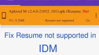 Fix resume not supported in IDM/1DM