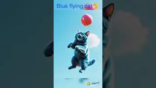 blue cat | flying 🙀 #funny #cat #cartoon #cute #kids #pet #foryou #cuteanimal #viralvideos