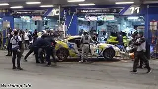 Rookie Racing S28, Pit Stop during a 25-hour endurance race, gets new tires and changes drivers.