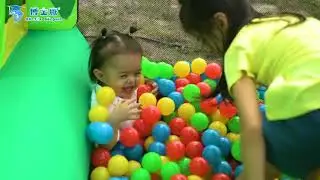 Bounceland Castle W/pool Slider Inflatable Frog Bounce House Bouncer Moonwalk With Air Blower