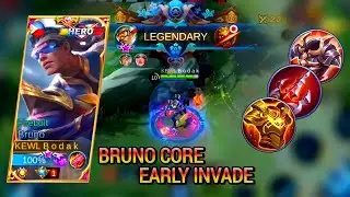 BRUNO EARLY INVADE ROTATION , BRUNO BUFF BEST BUILD AND EMBLEM - MASTER BODAK MLBB