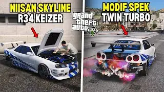 Aku Modifikasi Mobil Skyline R34 Spek Twin Turbo di GTA 5 MOD