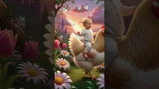 Baby on Chicken #BabyOnChicken#WhimsicalWorld#FairyTaleAdventure#MagicalMeadow#EnchantedCreatures#Fa