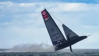Dramatic Capsize and recovery of American Dream Yacht. Americas Cup Challengers 2021