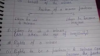 Minor as a Partner, Position of a minor, rights and liability of minor