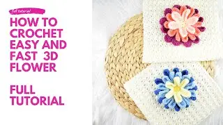How to crochet easy and fast 3D flower- full beginner friendly tutorial to make big 3D flower