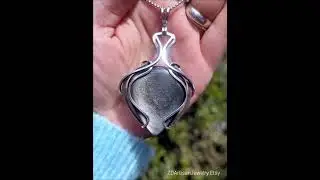 🖤Aurgelmir🩶 Silver sheen obsidian large unique handmade sterling silver fantasy talisman pendant