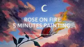 HOW TO PAINT EASY AESTHETIC CLOUDS AND ROSE ON FIRE | ACRYLIC PAINTING TUTORIAL FOR BEGINNERS