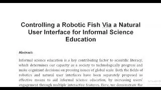 Controlling a Robotic Fish Via a Natural User Interface for Informal Science Education