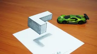 3D Trick Art On Paper, Floating Letter L