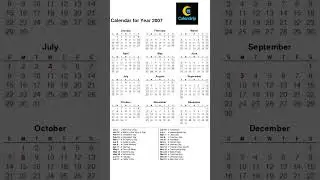 Calendar 2007 #monthsoftheyear #2007