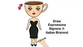 Italian Brainrot Drawing  Espressona Signora | Cute Italian Coffee Girl Drawing ☕ 🖤 Italian Brainrot