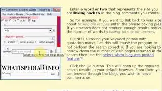 Using Backlinks Wizard   proper use of Keyword and Keyword Phrase to find Blog Posts to leave Commen