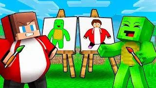 JJ and Mikey: SPEED DRAWING Battle in Minecraft - Maizen
