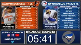 VJN | TOR (20-16) vs. BAL (11-25) | M. Shoemaker vs. A. Cobb | May 6, 2020