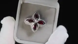 mens red diamond ring, mens red diamond ring, big red diamond ring, mens clover ring