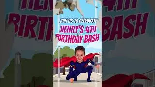 SuperHero Theme Video Birthday Invitation with custom Photo
