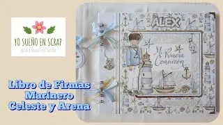 Libro Firmas Comunión Marinero Celeste y Arena
