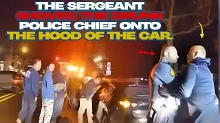 Unbelievable Moment: Sergeant Pushes Drunk Police Chief onto Car Hood.