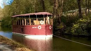 VINTAGE CANAL BOAT BEING PULLED BY MULES AT HUGH MOORE PARK IN EASTON, PA!! 🫏😎🫏