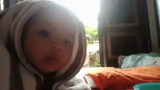 hijab handuk loreng mini boss hijau daun baju pink bikin bayi viral tambah cantik ! DAILY VLOG BAYI