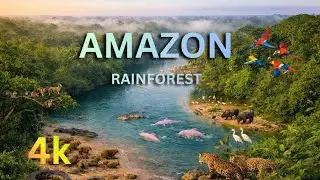 Amazon Awakens at Dawn 🌿 4K ASMR | Pink River Dolphin & Pure Jungle Animals & sound 