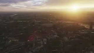 London Sunset from the Apple TV 'Aerial' Scrennsaver Drone Footage
