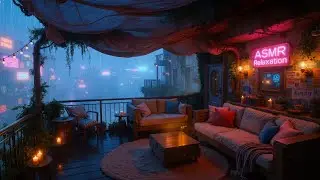 Cyberpunk Skyline Rain & Ambient Music | Beat Insomnia & Stress Relief with Futuristic City Vibes 🎶