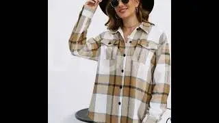 AUTOMET Womens | Casual Plaid Shacket Button Down Long Sleeve Shirt | #FallJacket #Shackets #Shirts