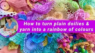 How to dye doilies & yarn in vibrant colours | New coral reef project | Textile art | #slowstitching
