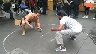 A great fight with JAPANESE SUMO in the Ring in front of Melbourne Square..