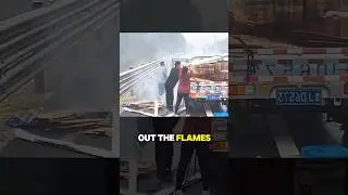 Quick Thinking Driver Helps Prevent Disaster by Stopping Fire on the Highway ❤️🙏 #kindness