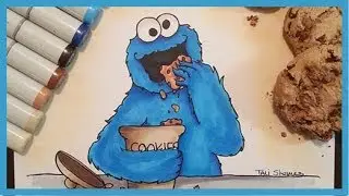 Cookie monster speed drawing (Copic markers)