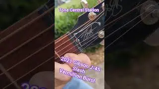 Sitting outside and strumming a little on this BEAUTIFUL Gibson J-45 Slash model in Vermillion Burst