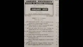 AU distance education, physics paper 3, previous year question papers, bsc 3rd year