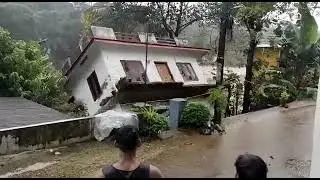 Beautiful house destroyed in seconds in Kerala India due to heavy rain fall