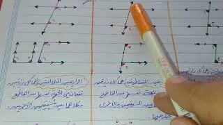 العلاقات بين الزوايا الناتجة عن مستقيمين متوازيين يقطعهما ثالث للصف السابع
