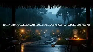 Rainy Night Garden Ambience | ASMR Relaxing Rain 4K