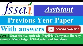 FSSAI Previous year question paper Assistant ll 2019 paper Part-2