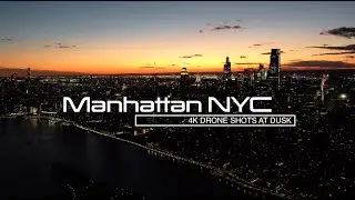 NYC Skyline After Sunset 4K Drone Footage