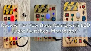 Review HarVow Busy Board with LED Light Switches, Montessori Toys for 1 2 3 Years Old, Toddlers Wood