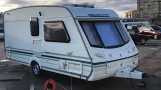 Обзор прицепа дачи. Abbey Safari-470 Luxe. Трёхместный караван. Год 2000. Цена 380 тысяч рублей.