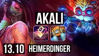 AKALI vs HEIMERDINGER (TOP) | 69% winrate, 7 solo kills, Rank 15 Akali | TR Grandmaster | 13.10
