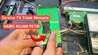 cara servis tv led Polytron habis kesambar petir