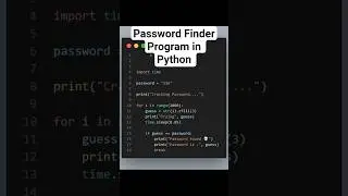 Password finder fun program in Python. #coding #programming  #tutorial #codeswiftz #python