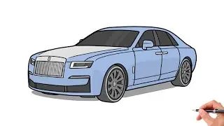 How to draw a ROLLS ROYCE GHOST 2021 / drawing Rolls-Royce ghost 2022 car