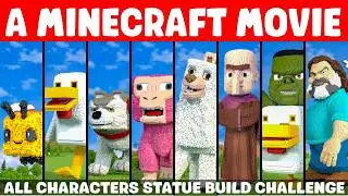 A MINECRAFT MOVIE ALL CHARACTERS STATUE BUILD CHALLENGE - NOOB vs PRO vs HACKER vs GOD